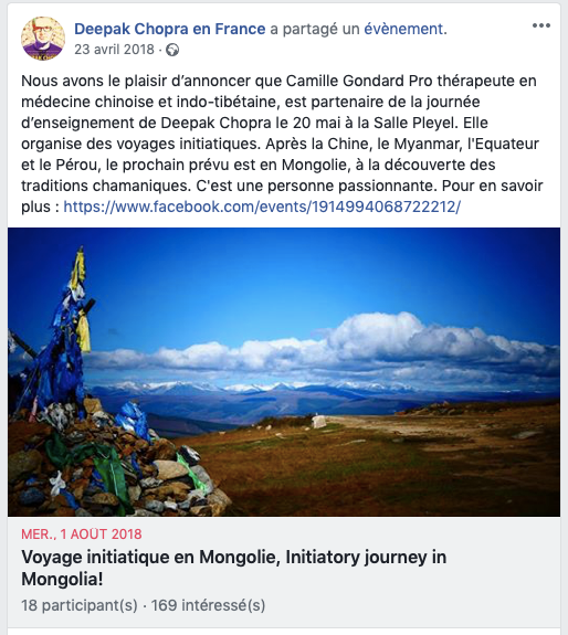 facebook voyage initiatique en Mongolie Deepak Chopra